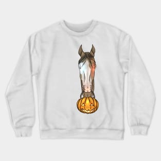 Halloween Horse - Spooky Glowing Pumpkin Crewneck Sweatshirt